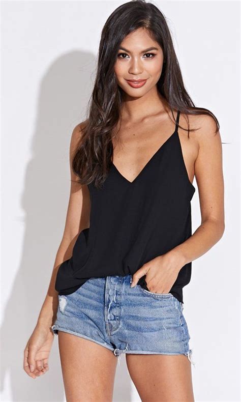 Everyday Essential Sleeveless Spaghetti Strap V Neck Open Back Basic