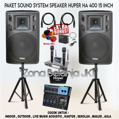 Jual PAKET SOUND SYSTEM INDOOR OUTDOOR SPEAKER HUPER HA 400 15 INCH