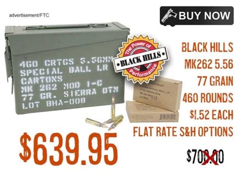 Black Hills Mk262 Mod 1 C 556 77 Gr Mk Ammunition 460 Rounds 63995