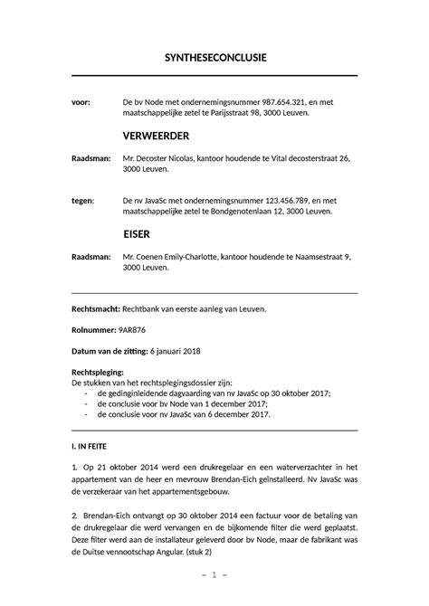 Conclusie Definitief SYNTHESECONCLUSIE Voor De Bv Node Met