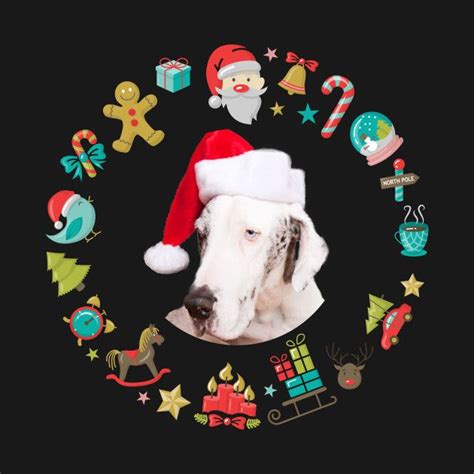 A White Dog Wearing A Santa Hat And Surrounded By Christmas Decorations