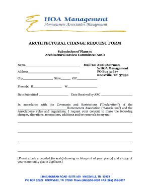 Fillable Online ARC BRequestb Form HOA Management Inc Fax Email Print