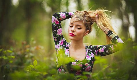 Fondos De Pantalla Luz De Sol Vistoso Bosque Mujer Modelo Rubia