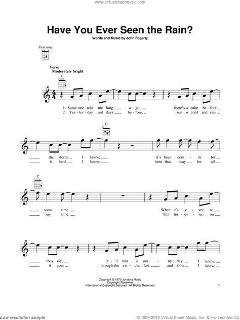 Revival Have You Ever Seen The Rain Sheet Music For Ukulele