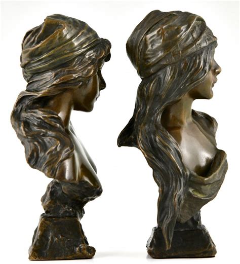 Pair Of Art Nouveau Bronze Busts Mignon And Esmeralda Deconamic