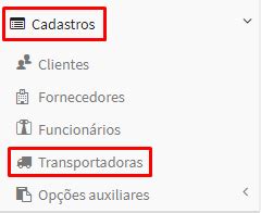 Como cadastrar transportadoras GestãoClick