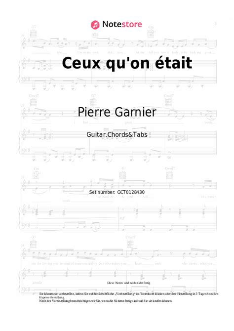 Pierre Garnier Ceux Qu On Tait Chords Akkorde Gitarre Note Store De