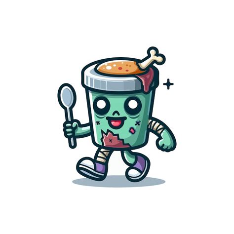 Lindo Zombie Caminando Icono De Dibujos Animados De Vector Ilustración