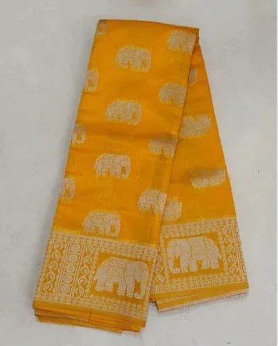 Yellow Jacquard Silk Saree 6 3 M With Blouse Piece At Rs 850 Piece