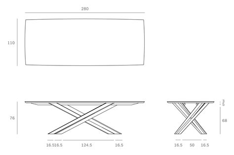 ETHNICRAFT Table Rectangulaire MIKADO 280 Cm Rovere Nero