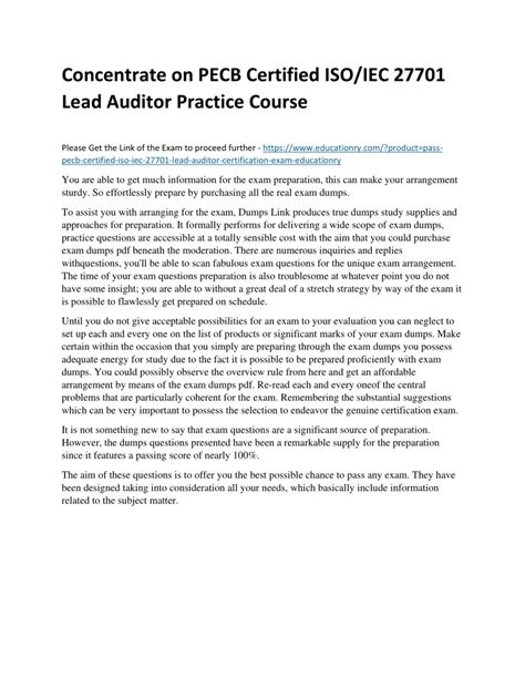 Ppt Concentrate On Pecb Certified Iso Iec Lead Auditor Practice