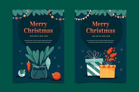 Free Vector | Flat christmas cards collection