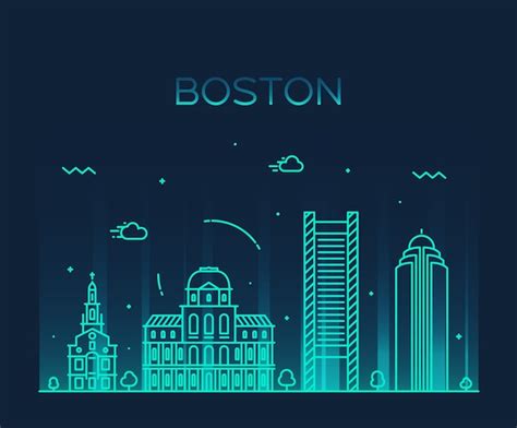 Premium Vector Boston Skyline Detailed Silhouette Trendy Vector