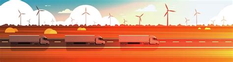 Premium Vector Big Semi Truck Trailers Driving Road Over Nature