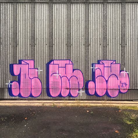 Abstract Graffiti Painting: Pink Letters and Numbers