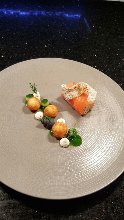 Irish smoked salmon roulade, cream cheese mousse, cucumber, dill ...