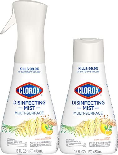 2-Ct 16-Oz Clorox Disinfecting Multi-Surface Mist Spray (1 Spray Bottle & 1 Refill, Lemon ...