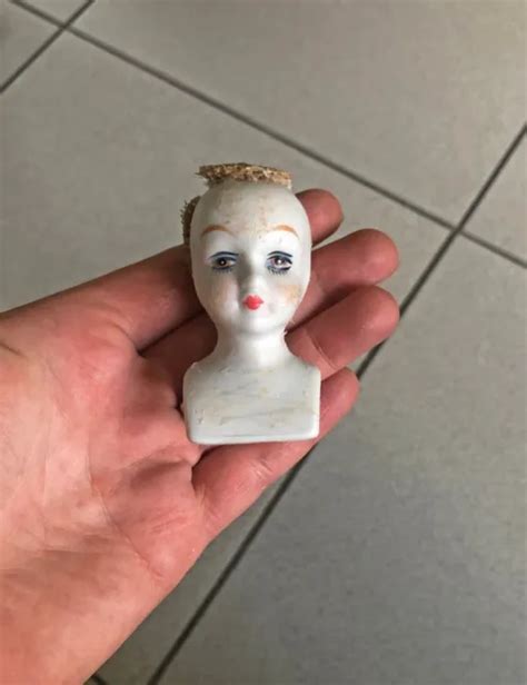 Ancienne Atypique Petite T Te De Poup E Buste Avec Sa Calotte Doll