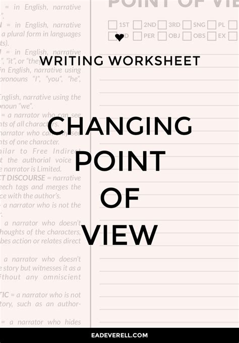 Point Of View Journal Worksheet Wednesday Creative Writing Blog