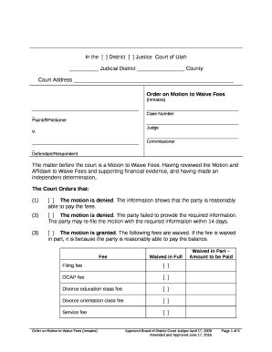 Order On Motion To Waive Fees Doc Template PdfFiller