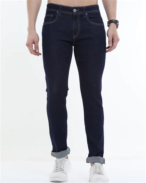 Buy Mens Blue Slim Fit Jeans For Men Blue Online At Bewakoof