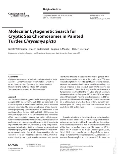 PDF Molecular Cytogenetic Search For Cryptic Sex Chromosomes In