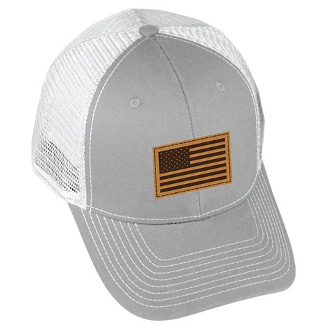 American Flag Leather Patch Whitegray Fierce Headwear