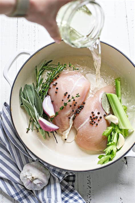 How To Poach Chicken Whole Breasts Or Thighs Good Life Eats