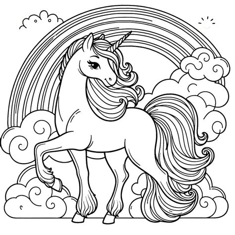 Dessin gratuit à imprimer Coloriage Licorne arc en ciel