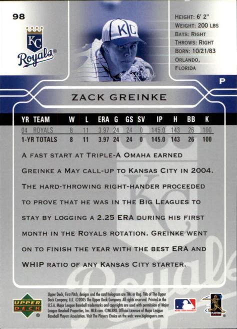 Upper Deck First Pitch Baseball Card Zack Greinke Ebay