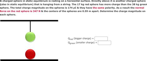 Solved A Charged Sphere In Static Equilibrium Is Resting On Chegg