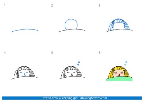 How To Draw A Sleeping Girl Step By Step Easy Drawing Guides Drawing Howtos