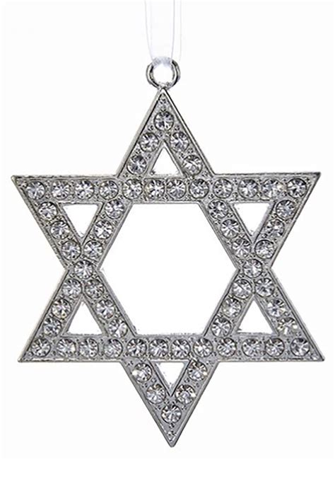 Silver Star of David Metal Ornament