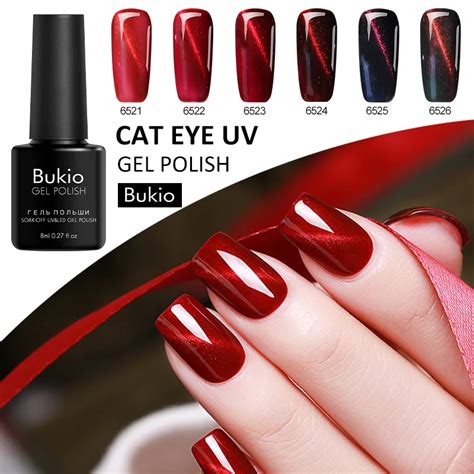 Bukio Magnetic Cat Eye Nail Gel Varnish Soak Off Uv Long Lasting Gel Lacquer Varnish Cats Eye