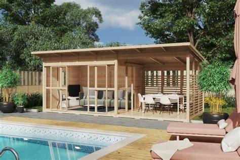 Pool House Sauna extérieur en kit bois Scandinave premiums