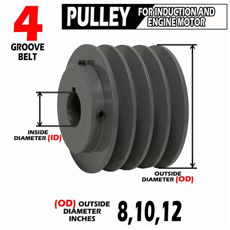 Pulley Cast Iron For Induction Engine Motors 4 BELT GROOVE 4 5 6 7 8