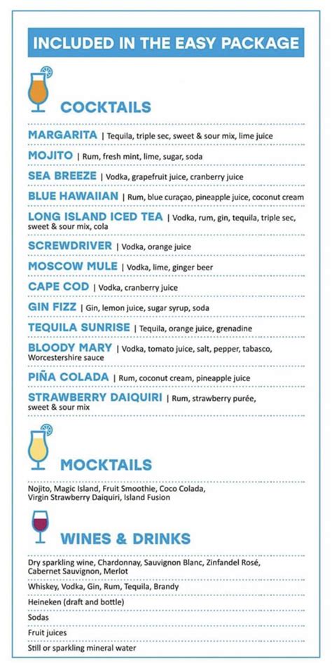 MSC Cruises Drink Menus With Prices 2024 Cocktails Beer Wine Prices