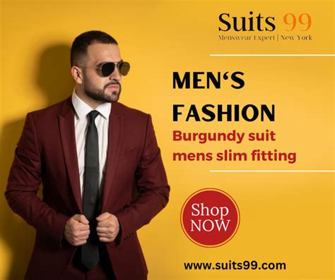 The Impact Of Burgundy Suit Mens Slim Fitting On Style Suits99