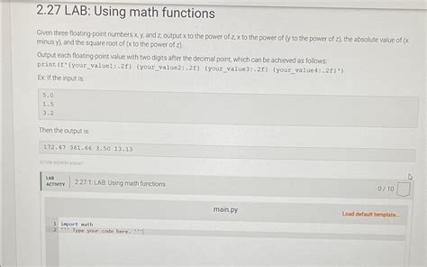 Solved Lab Using Math Functionsgiven Three Chegg