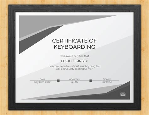 Typing Certificate Template