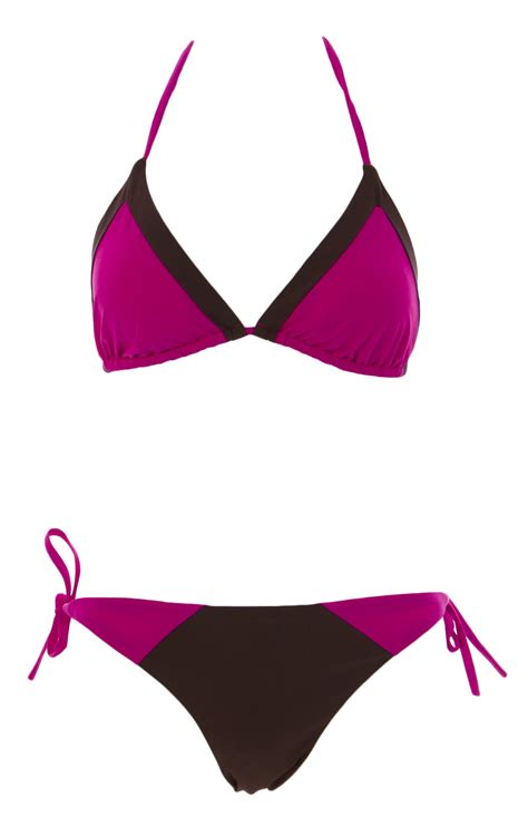 Naila NAILA Women S Triangle Bikini Set Brown Pink Walmart Walmart
