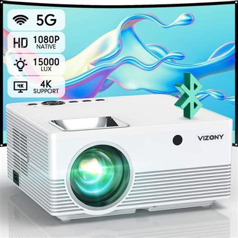 Dropship VIZONY Projector With 5G WiFi And Bluetooth 15000L 500ANSI