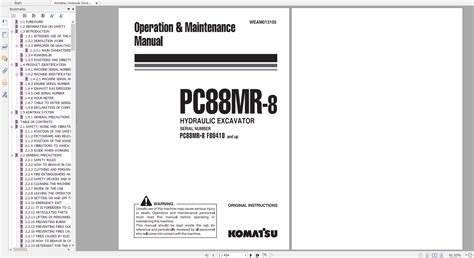 Komatsu Pc Mr Excavator Operation Maintenance Manual Weam