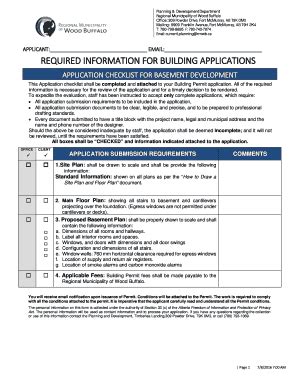 Fillable Online Building Permit Application Checklist Basement