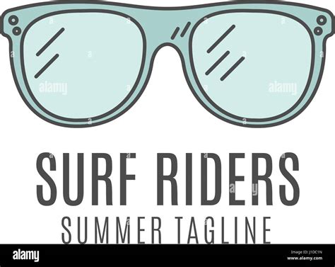 Minimalistische Surfen Gläser Logokonzept Sommer Thin Line flach