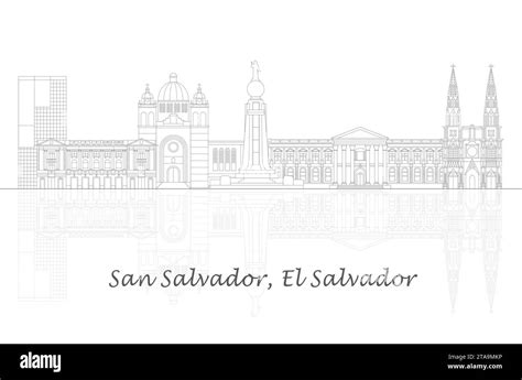 Outline Skyline Panorama Of City Of San Salvador El Salvador Vector