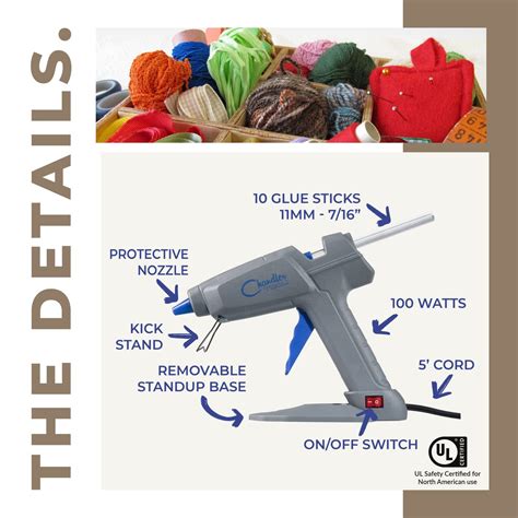 W Industrial Hot Glue Gun Kit With Hot Glue Sticks Stand Off Switch Full Size Hot Melt