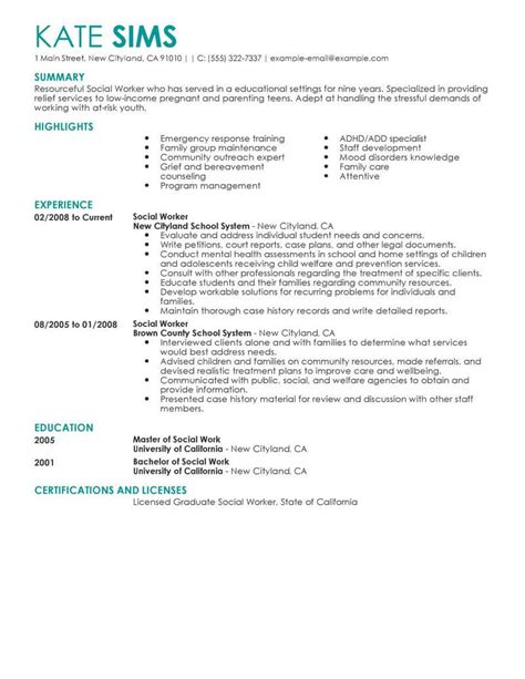 Best Social Worker Resume Example Livecareer