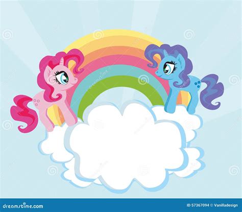 Card with a Cute Unicorns and Rainbow Stock Vector - Illustration of rainbow, element: 57367094