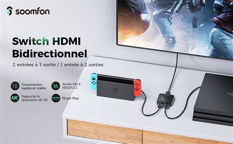 Switch Hdmi K Hz Soomfon Commutateur Hdmi Bidirectionnel Entr E